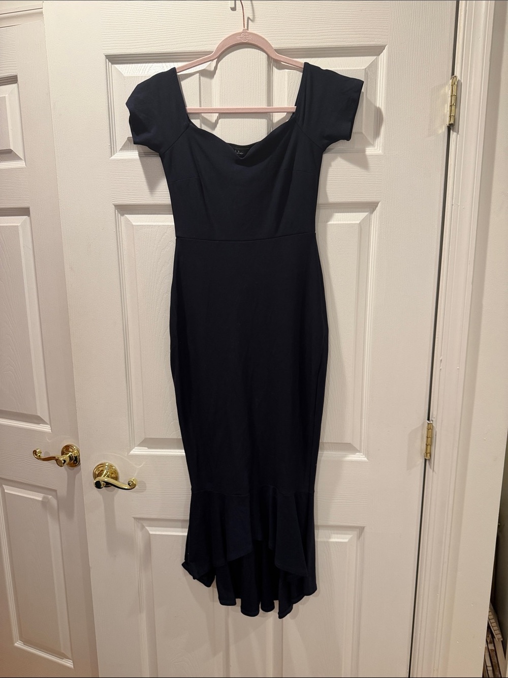 Classic Navy Cap Sleeve Mermaid Dress
